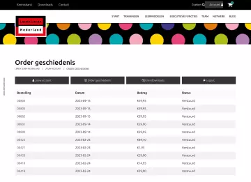 Afgeschermd gedeelte met orders en downloads